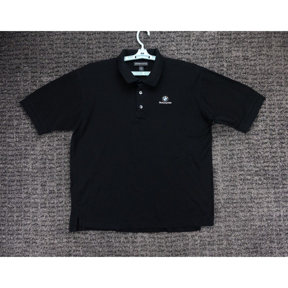 BMW Motorcycles Shirt Mens Large Black Supima Cotton Pique Polo Motorrad Biker